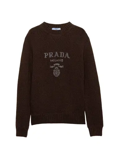 Prada Women's Cashmere and Wool Crew-Neck Sweater - Dark Brown - Size 8 | Thumbnail 1 Prada Women's Cashmere and Wool Crew-Neck Sweater - Dark Brown - Size 8 | Thumbnail 1