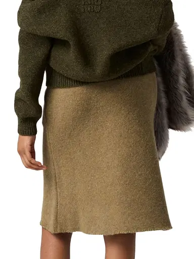 Miu Miu Women's Wool Knit Skirt - Green - Size 4 | Thumbnail 3
