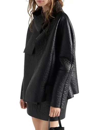 Prada Women's Bonded Nappa Leather Jacket - Black | Thumbnail 3