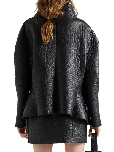 Prada Women's Bonded Nappa Leather Jacket - Black | Thumbnail 4