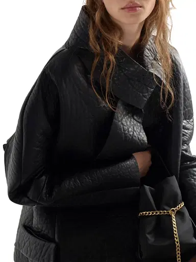 Prada Women's Bonded Nappa Leather Jacket - Black | Thumbnail 6