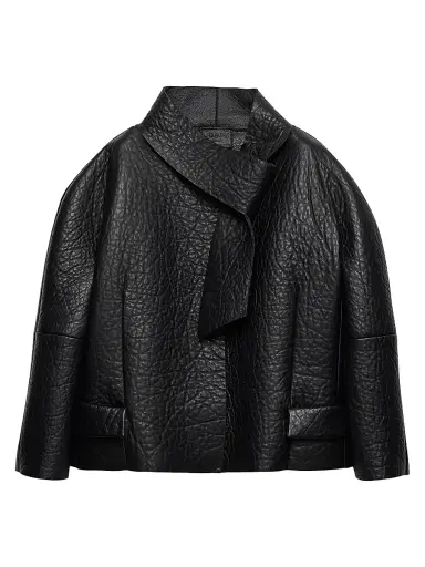 Prada Women's Bonded Nappa Leather Jacket - Black | Thumbnail 1