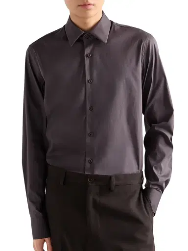 Prada Men's Stretch Cotton Shirt - Grey - Size 16.5 | Thumbnail 2 Prada Men's Stretch Cotton Shirt - Grey - Size 16.5 | Thumbnail 2
