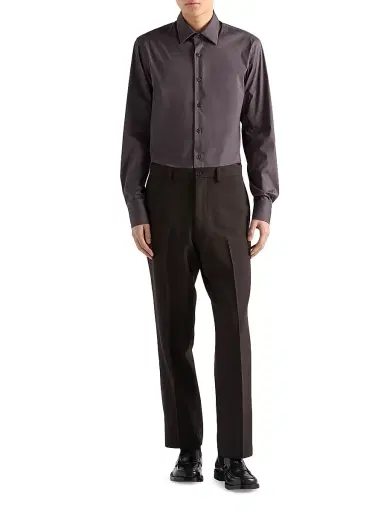 Prada Men's Stretch Cotton Shirt - Grey - Size 16.5 | Thumbnail 4 Prada Men's Stretch Cotton Shirt - Grey - Size 16.5 | Thumbnail 4