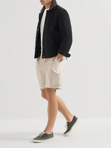 Brunello Cucinelli Men's Linen and Cotton Drill Bermuda Shorts with Drawstring and Cargo Pockets - Buff - Size 38 | Thumbnail 6