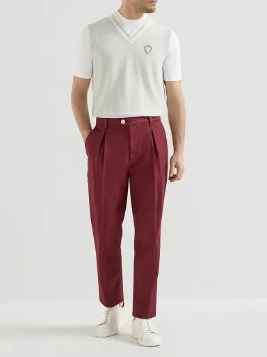 Brunello Cucinelli Men's Cotton Knit Vest with Logo - Fog | Thumbnail 6