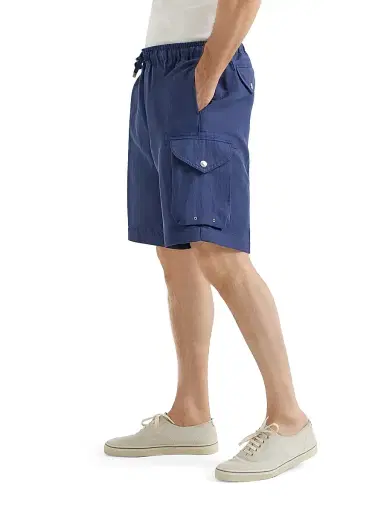 Brunello Cucinelli Men's Linen and Cotton Drill Bermuda Shorts with Drawstring and Cargo Pockets | Thumbnail 3 Brunello Cucinelli Men's Linen and Cotton Drill Bermuda Shorts with Drawstring and Cargo Pockets | Thumbnail 3