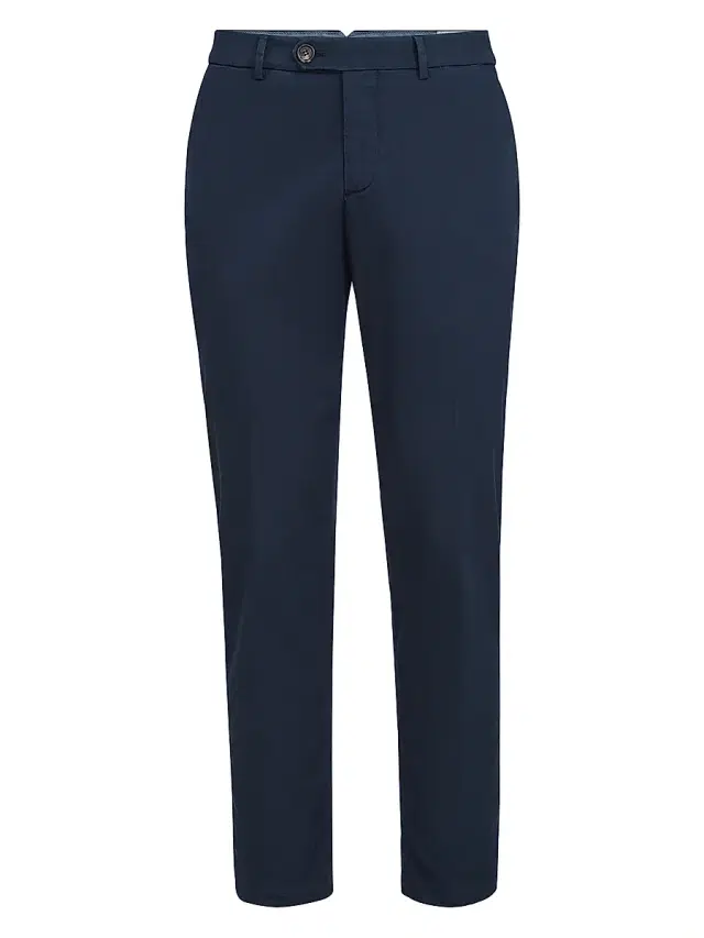 Brunello Cucinelli Men's Garment Dyed Italian Fit Trousers - Navy Blue