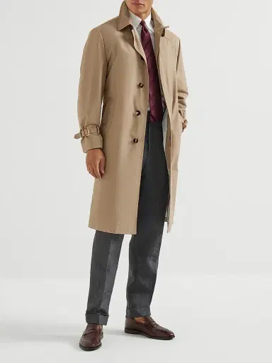 Brunello Cucinelli Men's Water Resistant Techno Cotton Gabardine Outerwear Coat | Thumbnail 6 Brunello Cucinelli Men's Water Resistant Techno Cotton Gabardine Outerwear Coat | Thumbnail 6