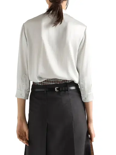 Prada Women's Satin Crepe Shirt - Light Green | Thumbnail 3 Prada Women's Satin Crepe Shirt - Light Green | Thumbnail 3