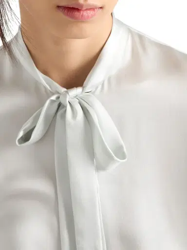 Prada Women's Satin Crepe Shirt - Light Green | Thumbnail 5 Prada Women's Satin Crepe Shirt - Light Green | Thumbnail 5