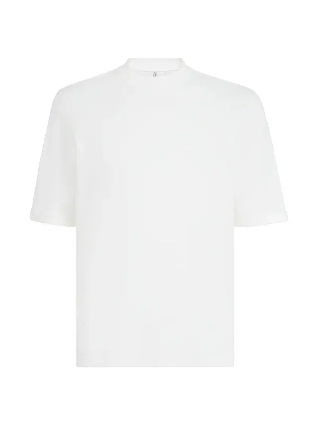 Brunello Cucinelli Men's Cotton Jersey Mock-Neck T-Shirt - Off White