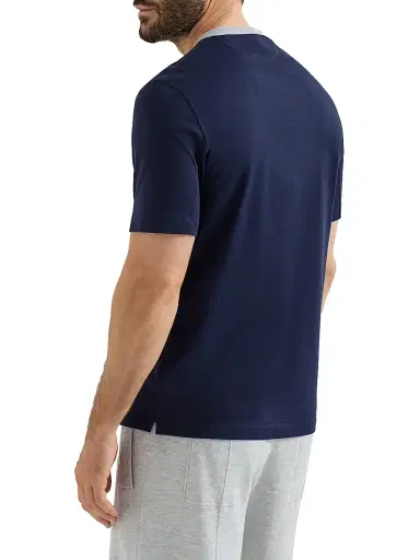 Brunello Cucinelli Men's Cotton Jersey T-Shirt with Print - Cobalt | Thumbnail 3 Brunello Cucinelli Men's Cotton Jersey T-Shirt with Print - Cobalt | Thumbnail 3