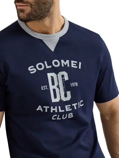 Brunello Cucinelli Men's Cotton Jersey T-Shirt with Print - Cobalt | Thumbnail 5 Brunello Cucinelli Men's Cotton Jersey T-Shirt with Print - Cobalt | Thumbnail 5