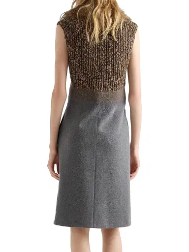 Prada Women's Shetland Wool and Cashmere V-Neck Dress - Grey - Size 6 | Thumbnail 3 Prada Women's Shetland Wool and Cashmere V-Neck Dress - Grey - Size 6 | Thumbnail 3