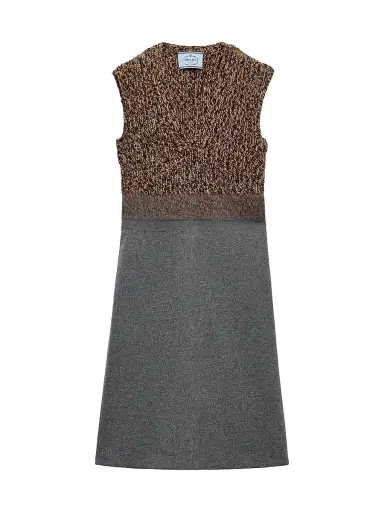 Prada Women's Shetland Wool and Cashmere V-Neck Dress - Grey - Size 6 | Thumbnail 1 Prada Women's Shetland Wool and Cashmere V-Neck Dress - Grey - Size 6 | Thumbnail 1