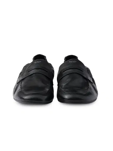 Prada Men's Shuffle Antiqued Leather Loafers - Black - Size 11 | Thumbnail 2