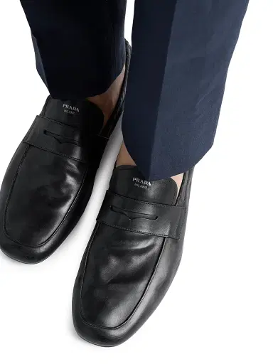 Prada Men's Shuffle Antiqued Leather Loafers - Black - Size 11 | Thumbnail 6