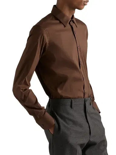 Prada Men's Stretch Cotton Shirt - Brown - Size 16.5 | Thumbnail 3 Prada Men's Stretch Cotton Shirt - Brown - Size 16.5 | Thumbnail 3