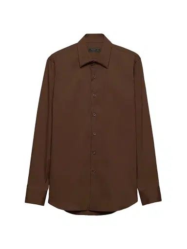 Prada Men's Stretch Cotton Shirt - Brown - Size 16.5 | Thumbnail 1 Prada Men's Stretch Cotton Shirt - Brown - Size 16.5 | Thumbnail 1