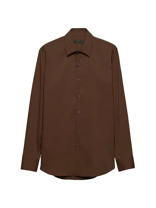 Men's Stretch Cotton Shirt - Brown