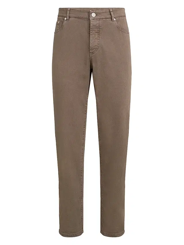 Brunello Cucinelli Men's Lightweight Denim Traditional Fit Five Pocket Jeans - Hazelnut