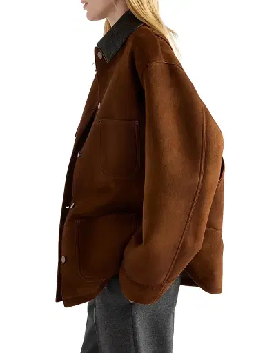 Prada Women's Suede Caban Jacket - Brown | Thumbnail 3 Prada Women's Suede Caban Jacket - Brown | Thumbnail 3