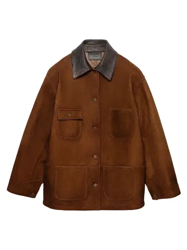 Prada Women's Suede Caban Jacket - Brown | Thumbnail 1 Prada Women's Suede Caban Jacket - Brown | Thumbnail 1