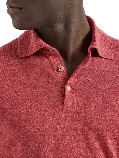 Brunello Cucinelli Men's Linen and Cotton Knit Polo Shirt | Thumbnail 4