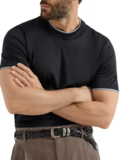 Brunello Cucinelli Men's Silk and Cotton Jersey Crew Neck T-Shirt | Thumbnail 5