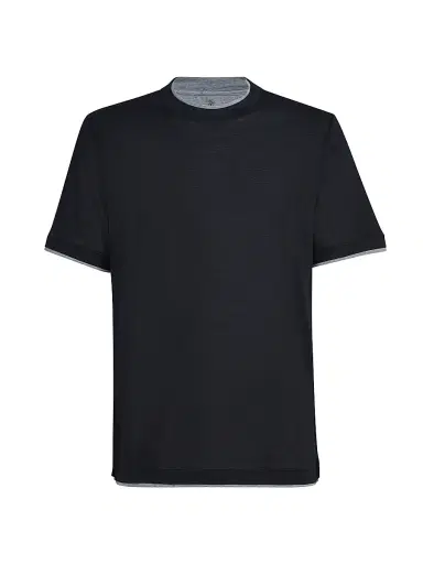Brunello Cucinelli Men's Silk and Cotton Jersey Crew Neck T-Shirt | Thumbnail 1