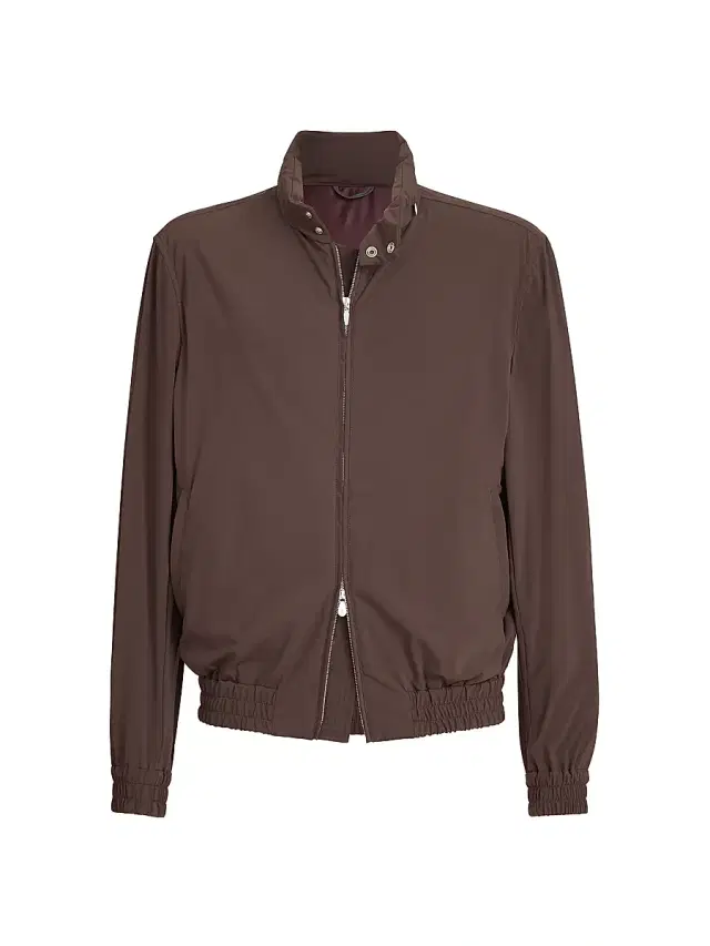 Brunello Cucinelli Men's Bonded Nylon Outerwear Jacket with Packable Hood - Hazelnut