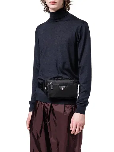 Prada Men's Re-Nylon and Saffiano Leather Belt Bag | Thumbnail 2 Prada Men's Re-Nylon and Saffiano Leather Belt Bag | Thumbnail 2