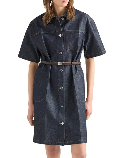 Prada Women's Belted Denim Dress | Thumbnail 2 Prada Women's Belted Denim Dress | Thumbnail 2