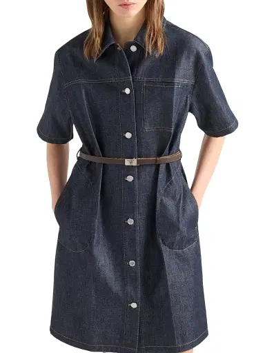 Prada Women's Belted Denim Dress | Thumbnail 4 Prada Women's Belted Denim Dress | Thumbnail 4