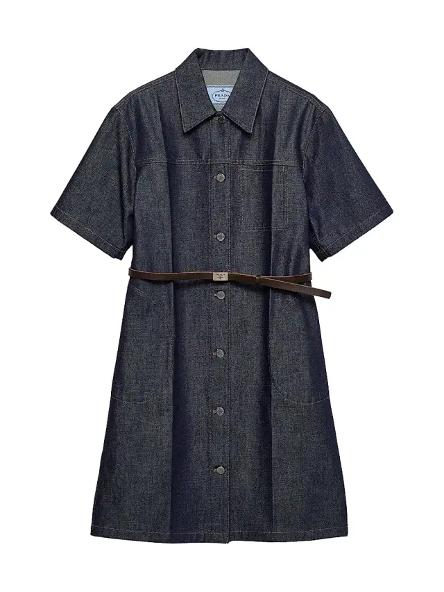 Women's Belted Denim Dress - Blue