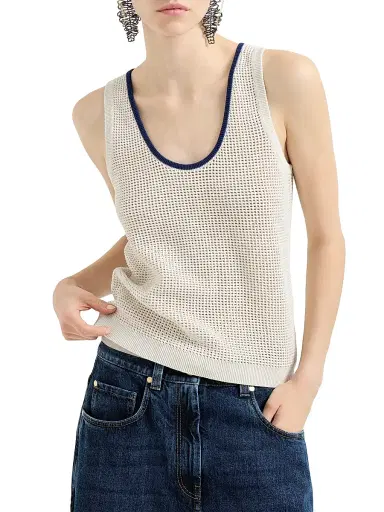 Brunello Cucinelli Women's Cotton Net Knit Top | Thumbnail 2 Brunello Cucinelli Women's Cotton Net Knit Top | Thumbnail 2