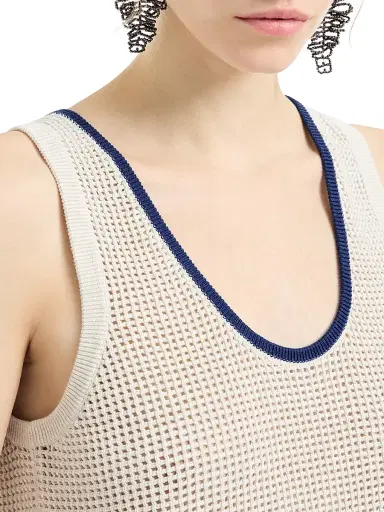 Brunello Cucinelli Women's Cotton Net Knit Top | Thumbnail 4 Brunello Cucinelli Women's Cotton Net Knit Top | Thumbnail 4
