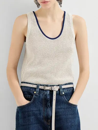Brunello Cucinelli Women's Cotton Net Knit Top | Thumbnail 5 Brunello Cucinelli Women's Cotton Net Knit Top | Thumbnail 5