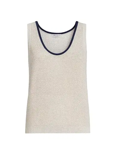 Brunello Cucinelli Women's Cotton Net Knit Top | Thumbnail 1 Brunello Cucinelli Women's Cotton Net Knit Top | Thumbnail 1