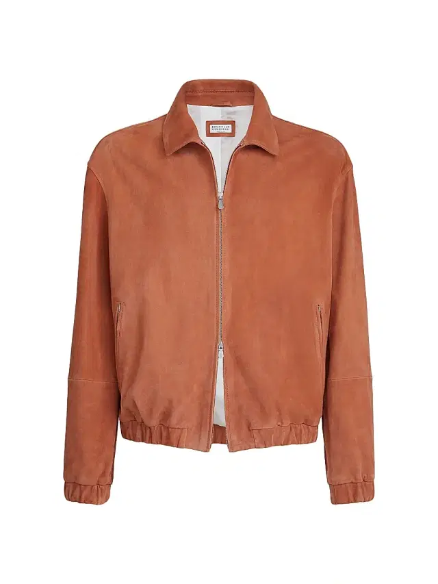 Brunello Cucinelli Men's Country Suede Outerwear Jacket - Apricot