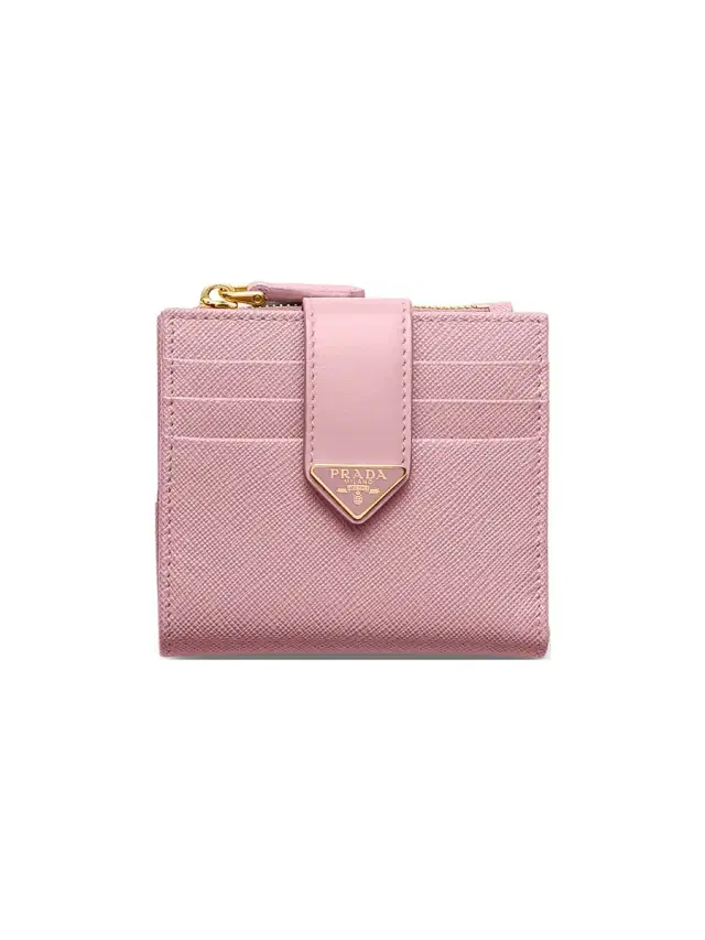 Prada Women's  Saffiano and Smooth Leather Wallet - Baby Pink