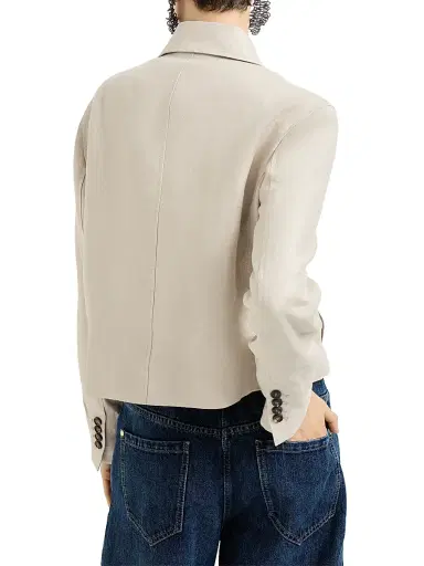 Brunello Cucinelli Women's Linen Diagonal Jacket with Monili | Thumbnail 3