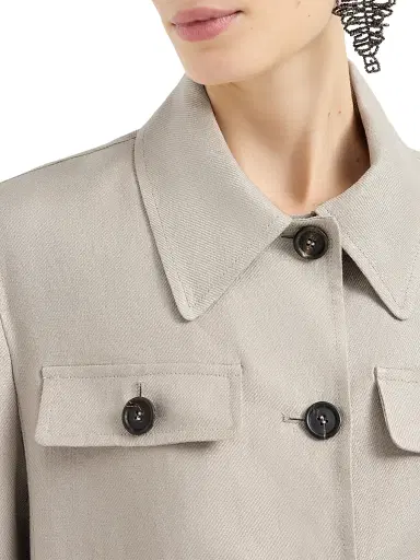 Brunello Cucinelli Women's Linen Diagonal Jacket with Monili | Thumbnail 4