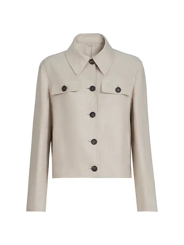 Brunello Cucinelli Women's Linen Diagonal Jacket with Monili