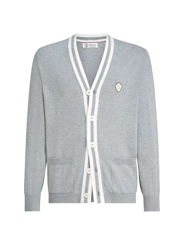 Brunello Cucinelli Men's Cotton Cardigan with Logo