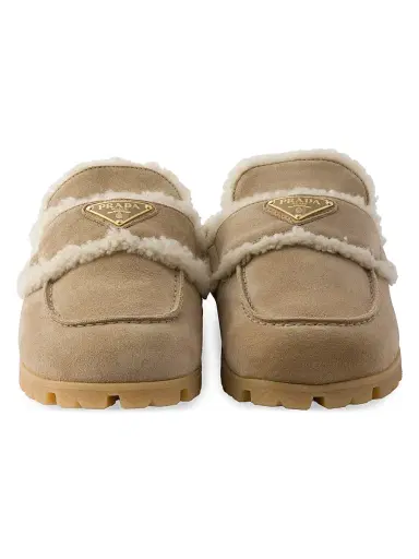 Prada Women's Suede and Shearling Mules - Beige Khaki - Size 11.5 | Thumbnail 2 Prada Women's Suede and Shearling Mules - Beige Khaki - Size 11.5 | Thumbnail 2