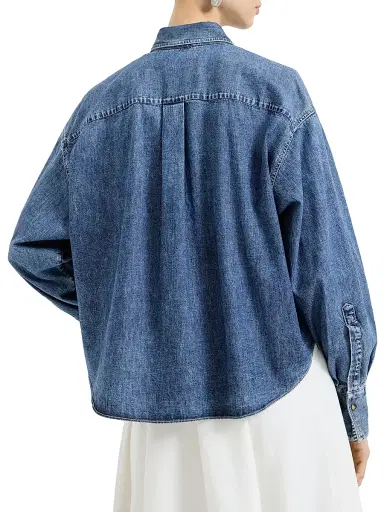 Brunello Cucinelli Women's Lightweight Denim Shirt with Shiny Pockets | Thumbnail 3