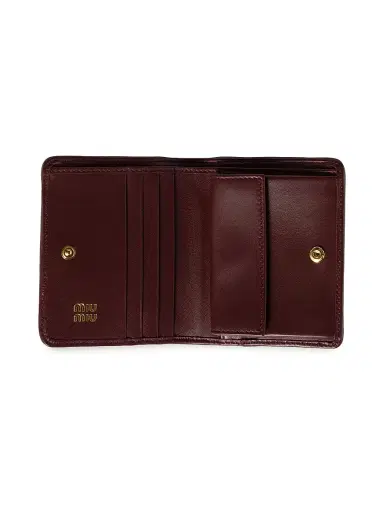 Miu Miu Women's Small Matelassé Nappa Leather Wallet - Dark Red | Thumbnail 2 Miu Miu Women's Small Matelassé Nappa Leather Wallet - Dark Red | Thumbnail 2