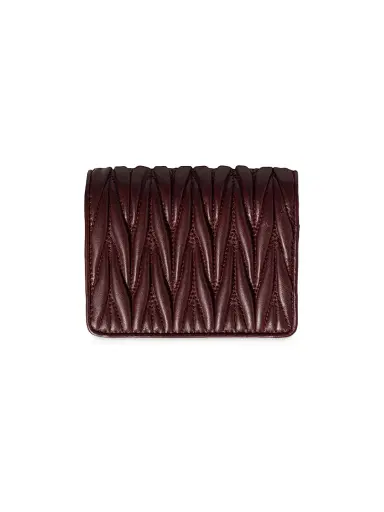 Miu Miu Women's Small Matelassé Nappa Leather Wallet - Dark Red | Thumbnail 3 Miu Miu Women's Small Matelassé Nappa Leather Wallet - Dark Red | Thumbnail 3